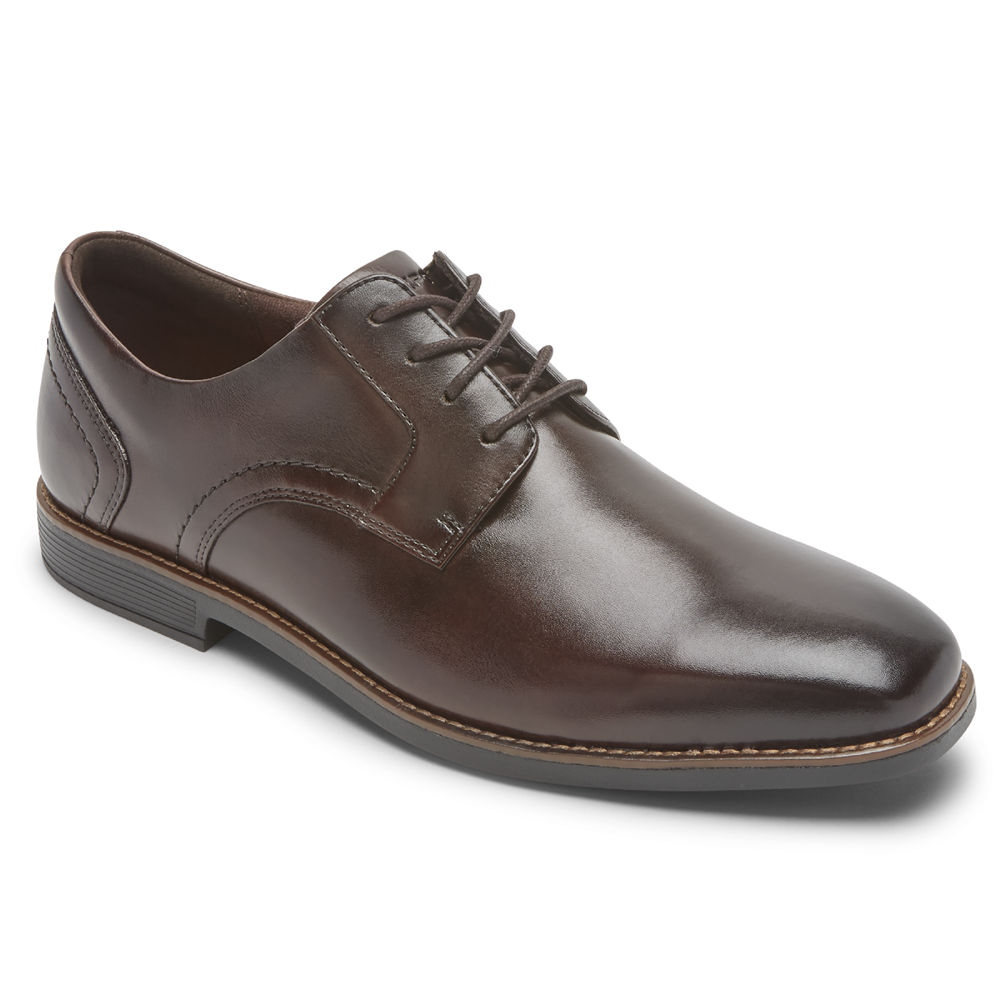 Rockport Singapore Mens Lace Up - Slayter Plain Toe Shoe Dark Brown - FW5608249